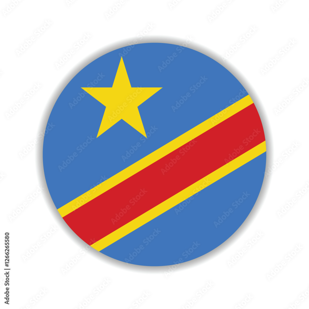 Fototapeta premium Congo Democratic circle flag logo icon digital vector illustration