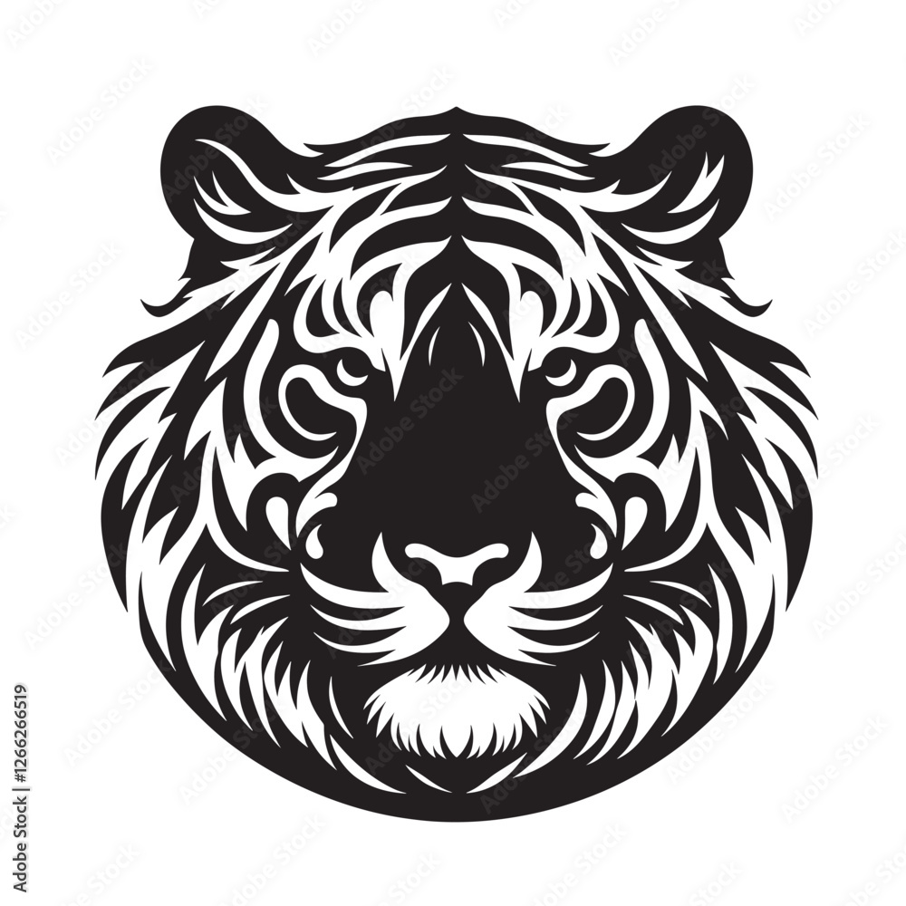 Fototapeta premium Stylized tiger head graphic.
