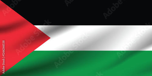 Palestine flag official colors and proportion digital vector illustration. Pleated flag.