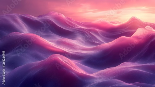Wallpaper Mural Dreamscape, Abstract magenta mountains under a rosy sky sunset effect Torontodigital.ca
