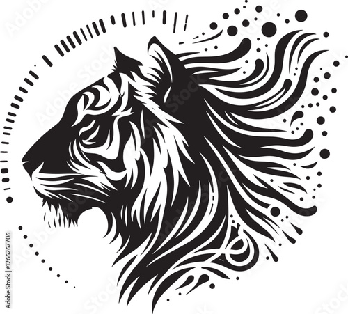 Wallpaper Mural Stylized tiger head profile in black and white. Torontodigital.ca