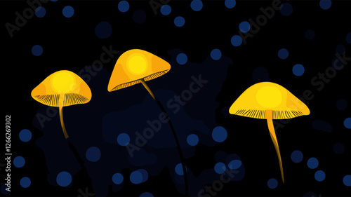 Glowing Mushrooms in the Dark