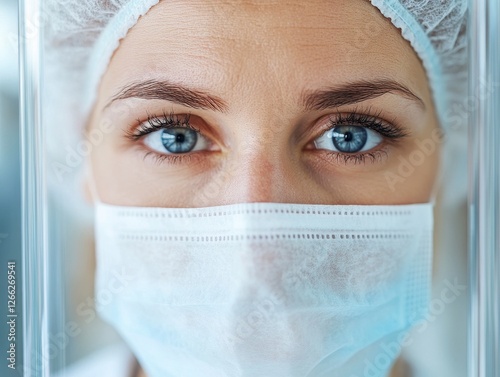 Close Up Portrait of Female Doctor Wearing Surgical Mask