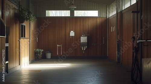 Sunlit Stable Interior Horse Wash Area Design
