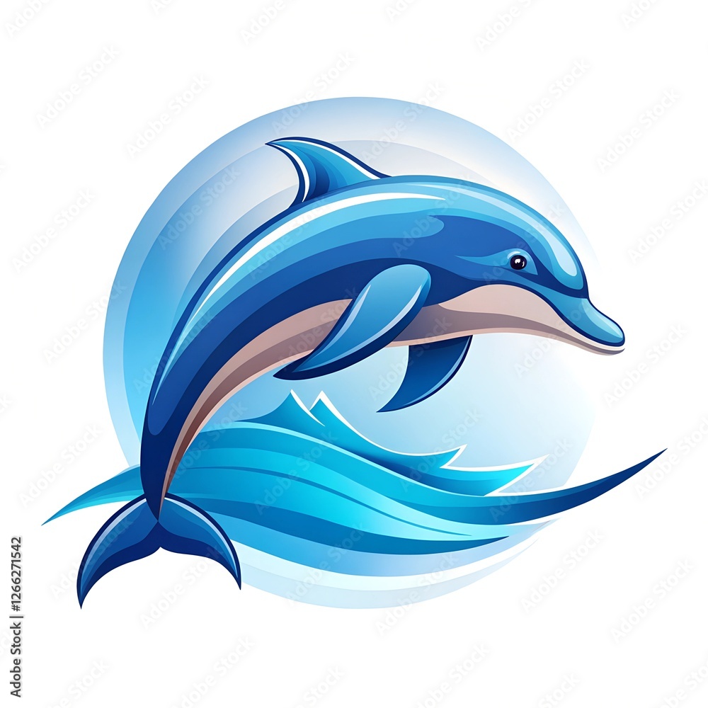 Obraz premium Dolphin logo. Dolphin jumping out of water. Playful dolphin. Funny dolphin. Cartoon, Clipart