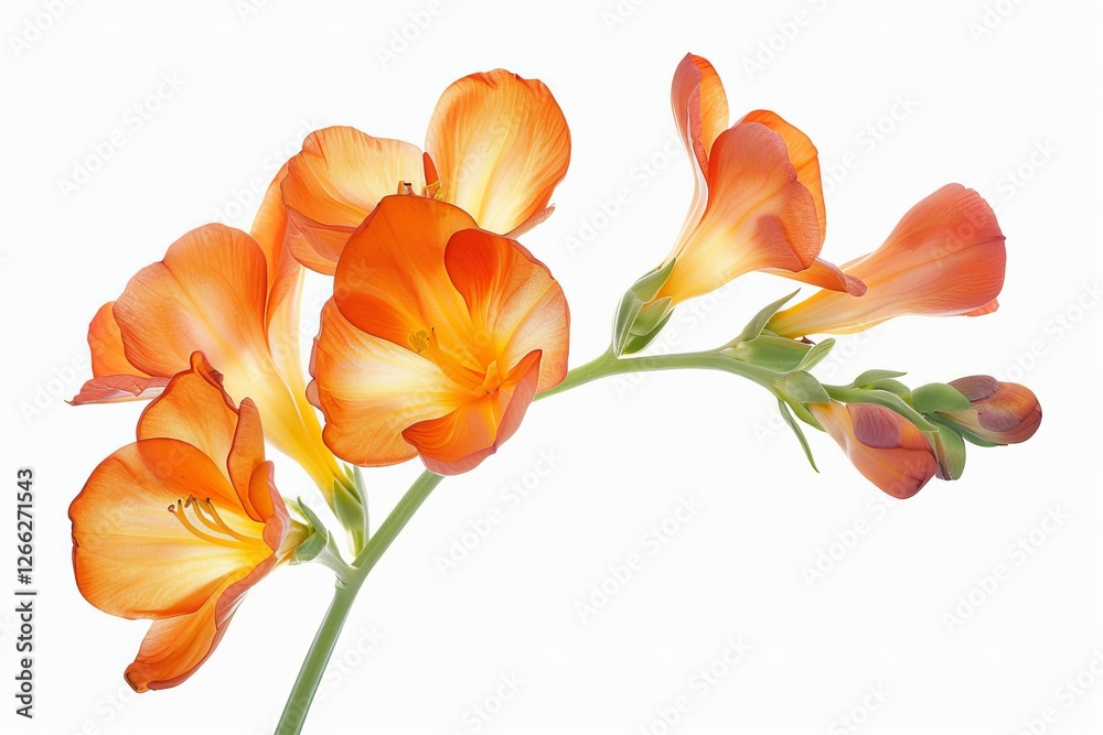 Orange Freesia Isolated on White Background. Beautiful Freesia Flower Orange Freesia Isolated on White Background. Beautiful Freesia Flower