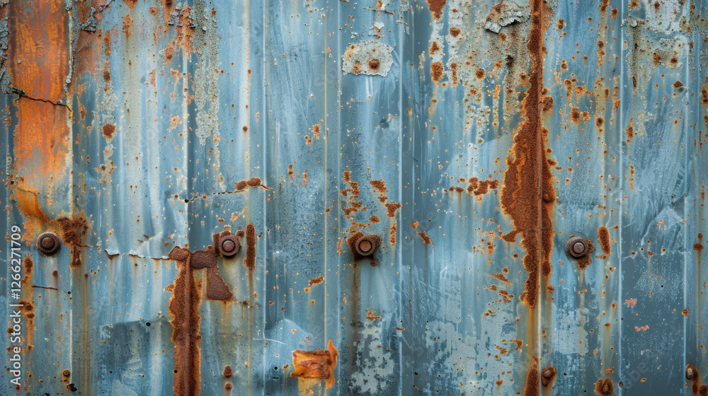 Rusty metal surface with blue and orange tones, showcasing weathered texture and industrial charm Rusty metal surface with blue and orange tones, showcasing weathered texture and industrial charm
