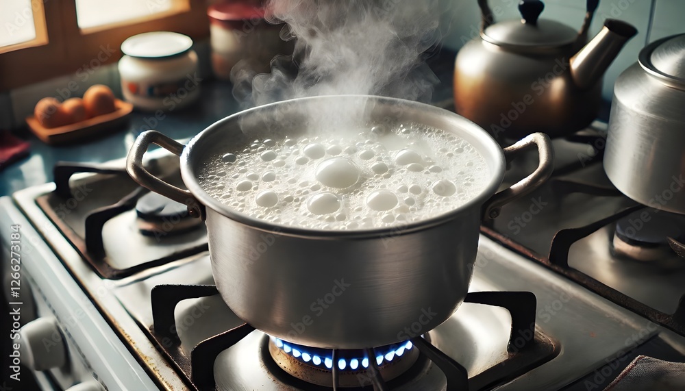 Boiling Milk in a Traditional Steel Pot
Boiling Milk in a Traditional Steel Pot