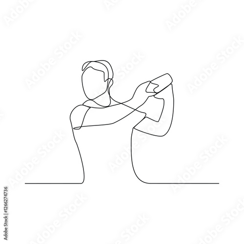 One continuous line drawing of Bartender in the pub vector illustration. Mixed beverage activity design in simple linear continuous style vector concept. nightlife activity for your asset design