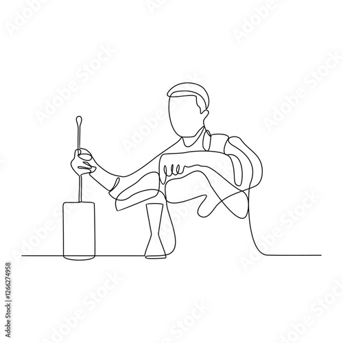 One continuous line drawing of Bartender in the pub vector illustration. Mixed beverage activity design in simple linear continuous style vector concept. nightlife activity for your asset design