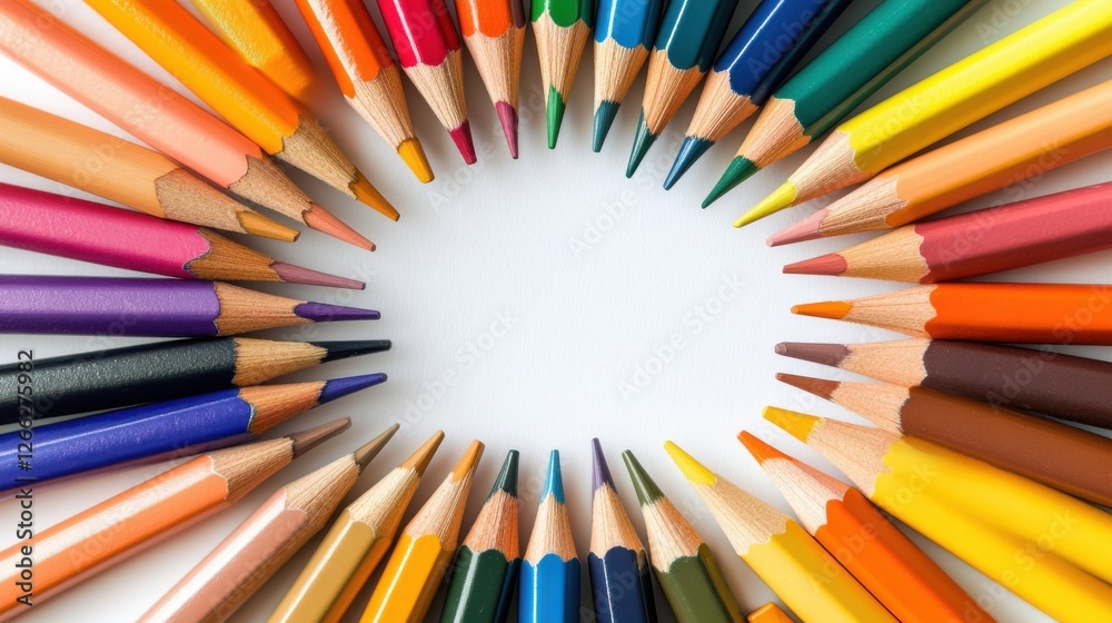 colorful pencils arranged in a circle colorful pencils arranged in a circle