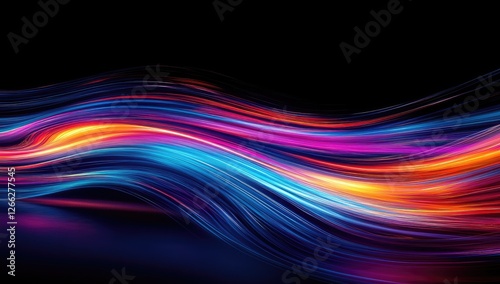 Abstract vibrant color waves on a dark background