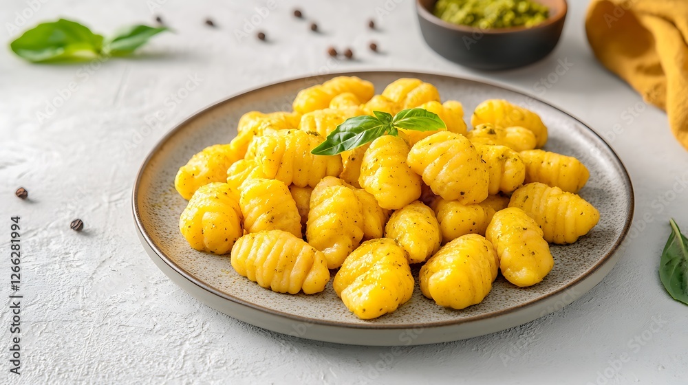 Potato gnocchi, pesto, lunch Potato gnocchi, pesto, lunch