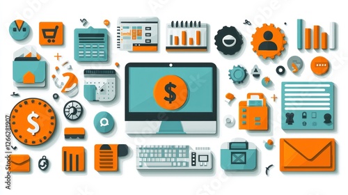 Online Business Financial Management System Icons