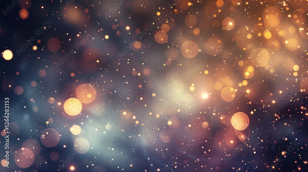 Naklejka premium Beautiful bokeh background with golden and blue tones, creating dreamy atmosphere. Perfect for festive or celebratory themes