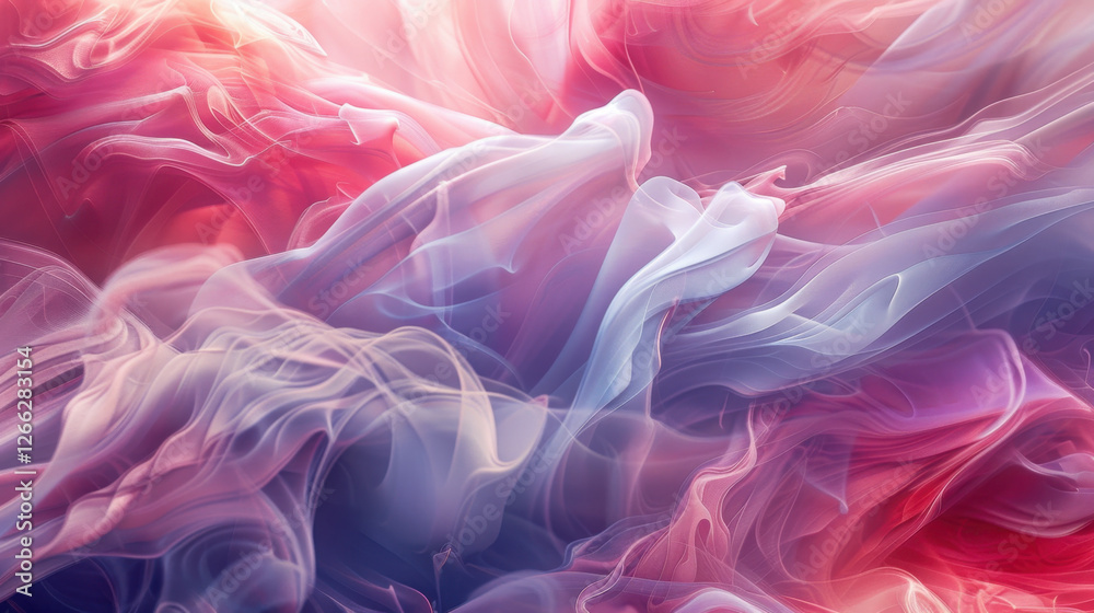 Abstract colorful waves of flowing fabric create dreamy atmosphere, blending soft pinks, blues, and purples in mesmerizing display of motion and light Abstract colorful waves of flowing fabric create dreamy atmosphere, blending soft pinks, blues, and purples in mesmerizing display of motion and light