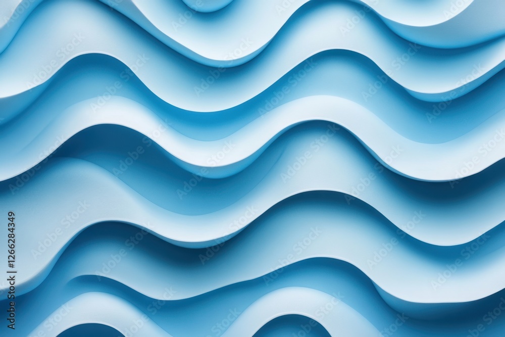 Fototapeta premium Series of abstract blue curved waves create a pattern