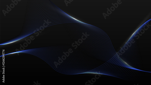 Abstract technology futuristic blue lines elements with glowing light on dark background.