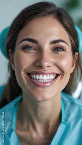 Woman smiles brightly showcasing healthy teeth after painless dental treatment