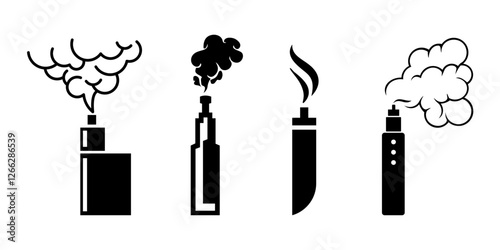 Vape icon cloud smoke silhouette electronic cigarette logo vector