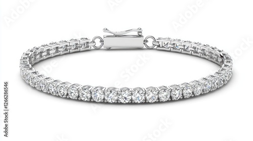 Diamond tennis bracelet,  isolated, white background, jewelry
