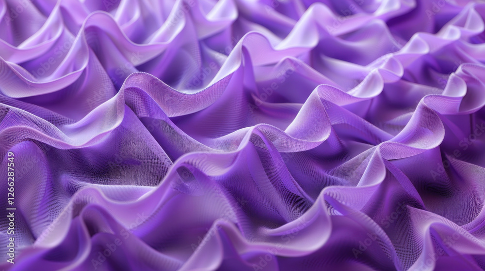 Obraz premium Soft purple fabric with elegant waves and folds, creating textured appearance. delicate material showcases beautiful interplay of light and shadow, evoking sense of luxury and sophistication