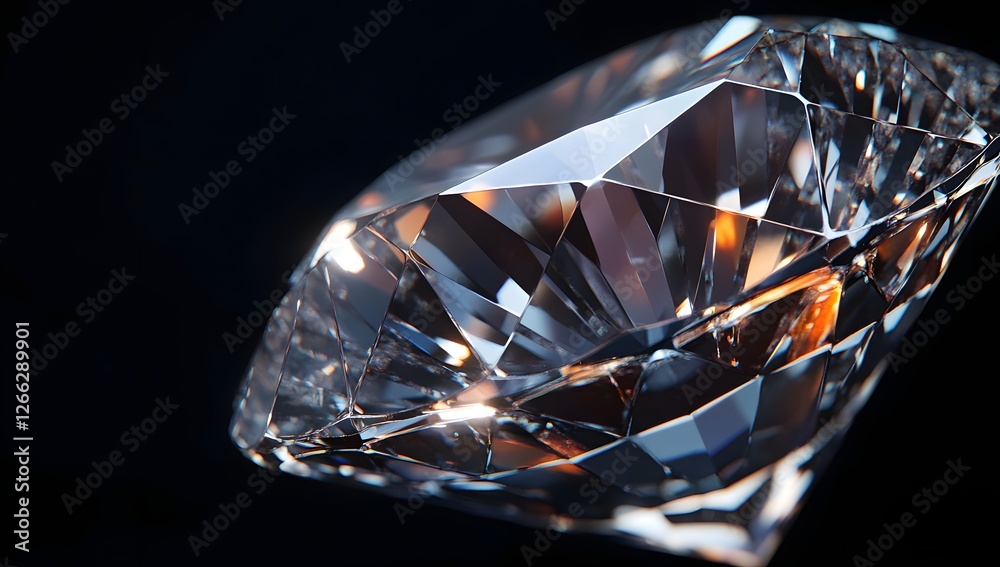 Close-up of a diamond, intricate facets, dark background, luxurious jewelry Close-up of a diamond, intricate facets, dark background, luxurious jewelry