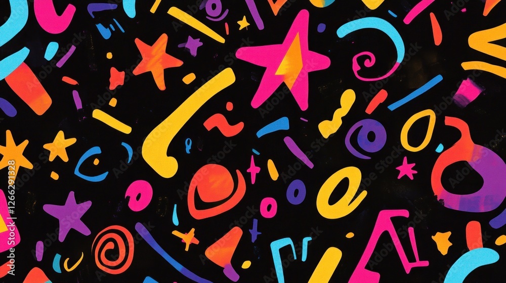 Fototapeta premium Colorful abstract shapes, digital art, dark background, website design