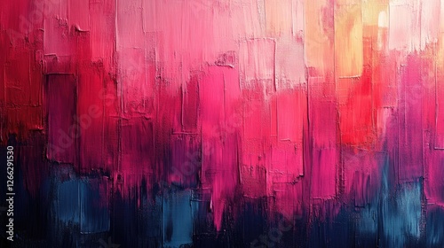 Abstract painting with vibrant pink and blue hues blending seamlessly, evoking emotion and depth