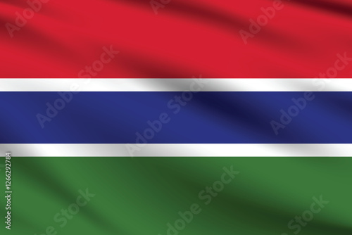 Gambia flag official colors and proportion digital vector illustration. Pleated flag.