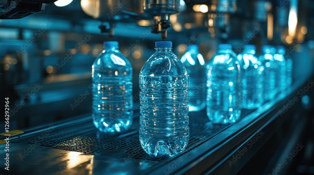 Bottled water production line, factory, filling, conveyor, industrial Bottled water production line, factory, filling, conveyor, industrial