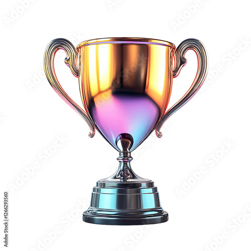 Iridescent Gold Trophy Cup  Award Winner  Achievement Prize