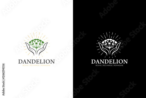 dandelion plant illustration logo design vector	