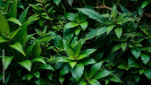Abstract green fern leaf texture with intricate patterns, organic, background, growth