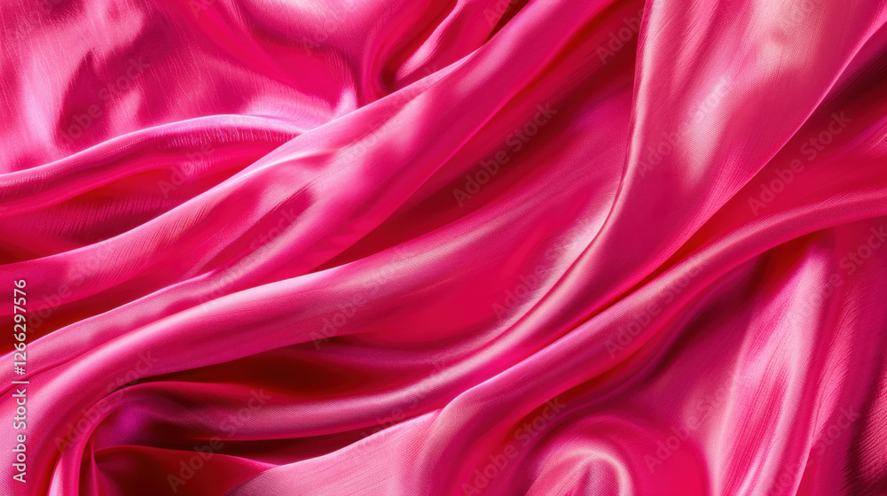 Obraz premium Luxurious pink satin fabric with smooth, flowing texture, perfect for elegant designs and fashion. vibrant color adds touch of glamour and sophistication