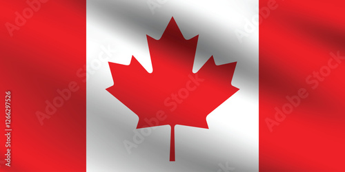 Canada flag official colors and proportion digital vector illustration. Pleated flag.