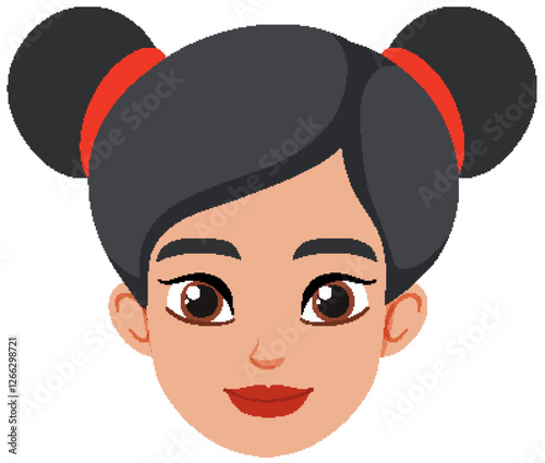 Smiling Woman with Hair Buns