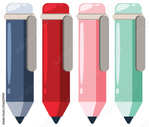 Colorful Stylized Pens Illustration