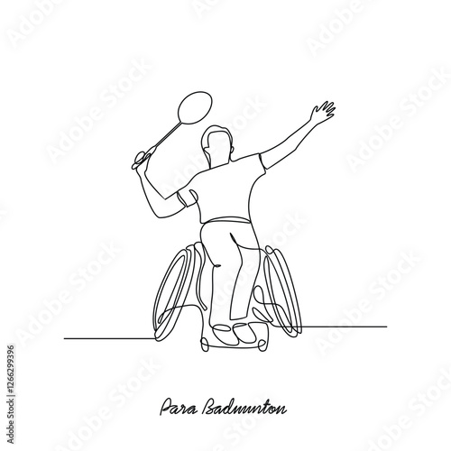 One continuous line drawing of Para Badminton sport vector illustration. Para Badminton sport design in simple linear continuous style vector concept. Sports themes for your asset education design.