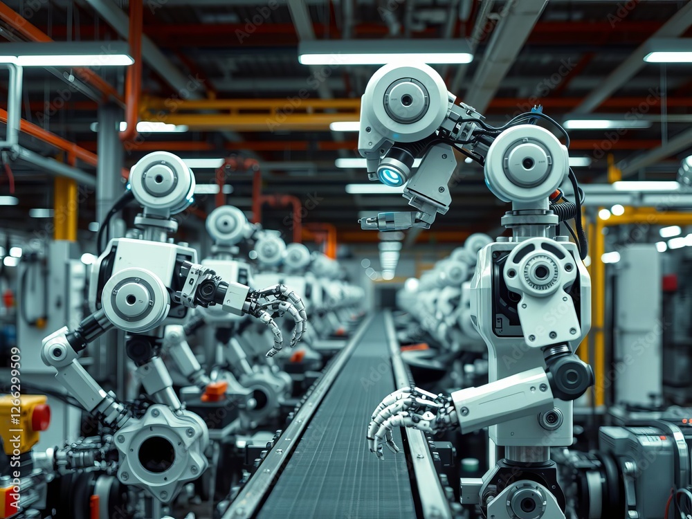 An intricate web of robotic arms manipulating circuit boards and wires in a high-tech manufacturing facility, engineering, advancement, automated An intricate web of robotic arms manipulating circuit boards and wires in a high-tech manufacturing facility, engineering, advancement, automated