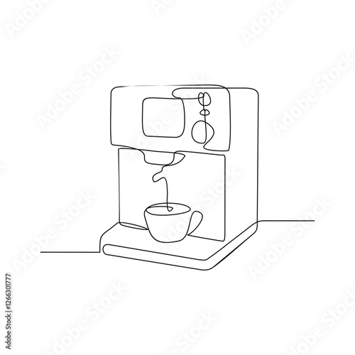 One continuous line drawing of a machine coffee with simple linear style vector illustration. Machine coffee drawing with Minimalist black linear design isolated concept vector design illustration.