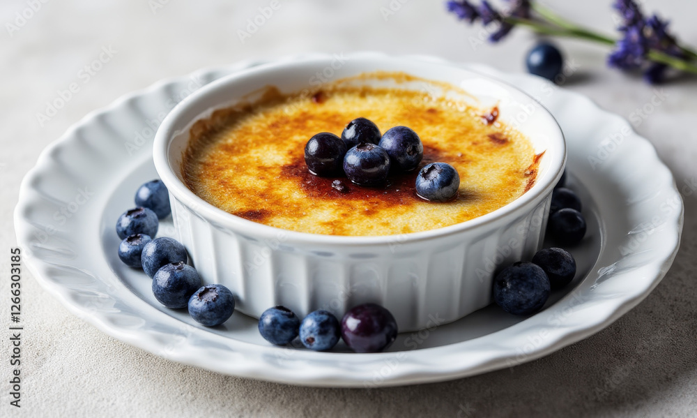 Blueberry Lavender Crème Brûlée with Honeyed Edges Blueberry Lavender Crème Brûlée with Honeyed Edges