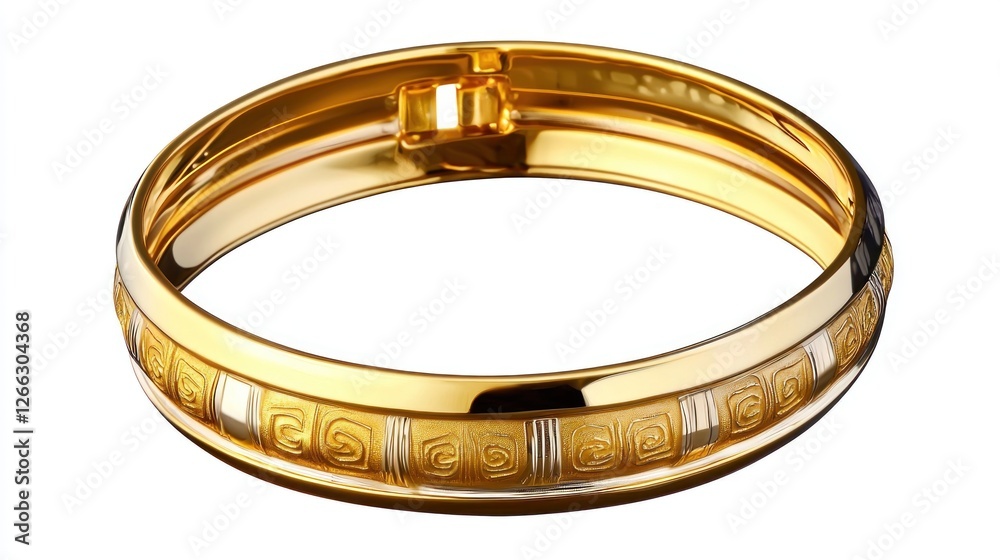 Gold bangle, studio shot, intricate design, elegant accessory Gold bangle, studio shot, intricate design, elegant accessory