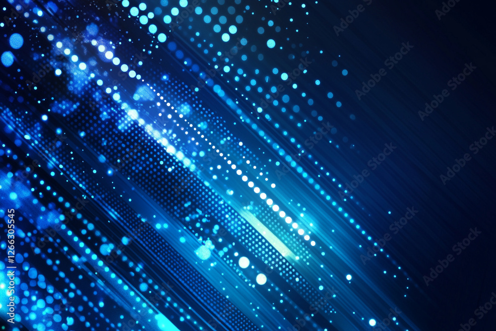Fototapeta premium Futuristic Digital Abstract Background with Blue Light Streaks and Dotted Matrix