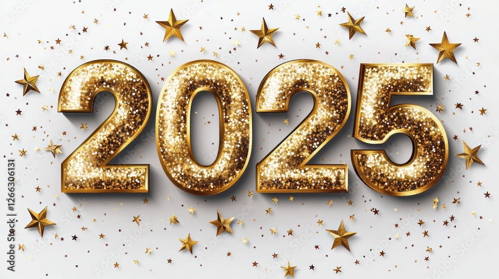 Glittery 2025 New Year greeting card design Glittery 2025 New Year greeting card design