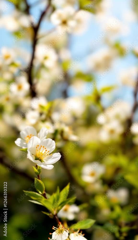 Blossoming white flowers in spring garden Blossoming white flowers in spring garden