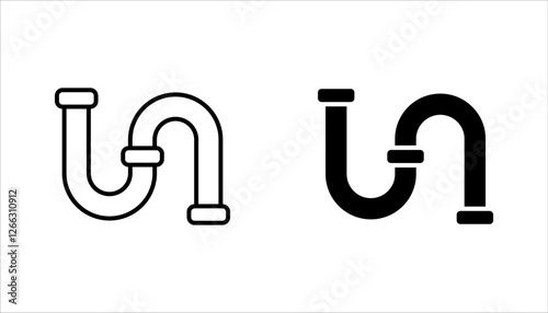 pipeline fittings vector icon set, Steel pipe connector and valve for plumbing and piping work, vector illustration on white background