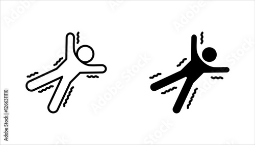 Epilepsy linear icon set, Shaking and tremor. Epileptic stroke. Mental disorder. vector illustration on white background