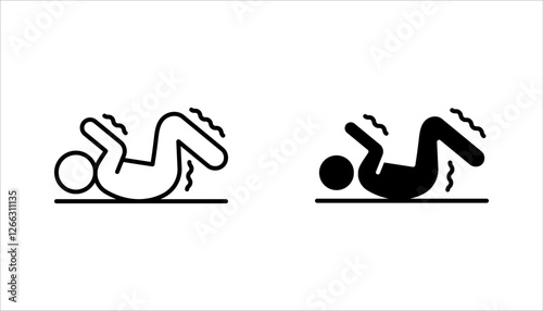 Epilepsy linear icon set, Shaking and tremor. Epileptic stroke. Mental disorder. vector illustration on white background