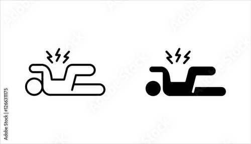 Epilepsy linear icon set, Shaking and tremor. Epileptic stroke. Mental disorder. vector illustration on white background